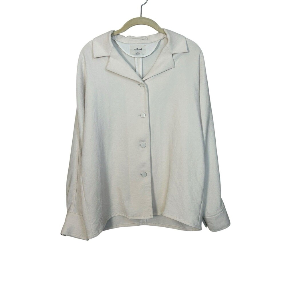 Wilfred Aritzia Womens XS Ivory Button Front Blouse Collared Long Sleeve